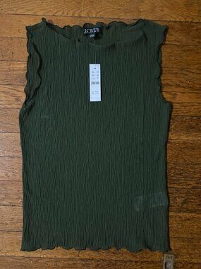 J. Crew Ruffle trim shell top in sheer crinkle knit